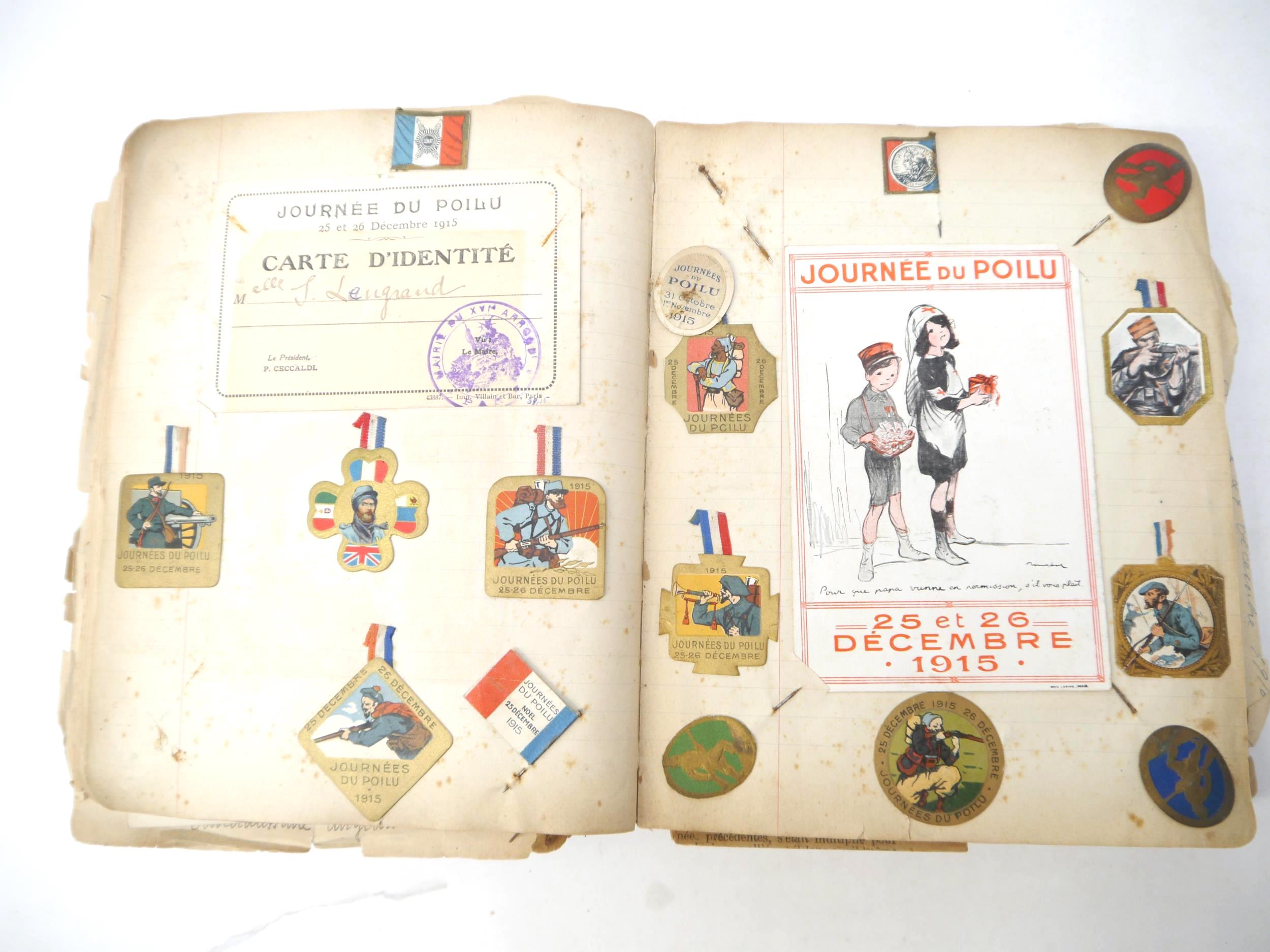 A World War 1 souvenir album containing photographs, postcards, manuscript pen & ink sketches and - Image 47 of 73