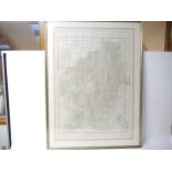 (India), a large framed and glazed map of Calcutta 1943, 'Three Inch Calcutta & Howrah Guide Map