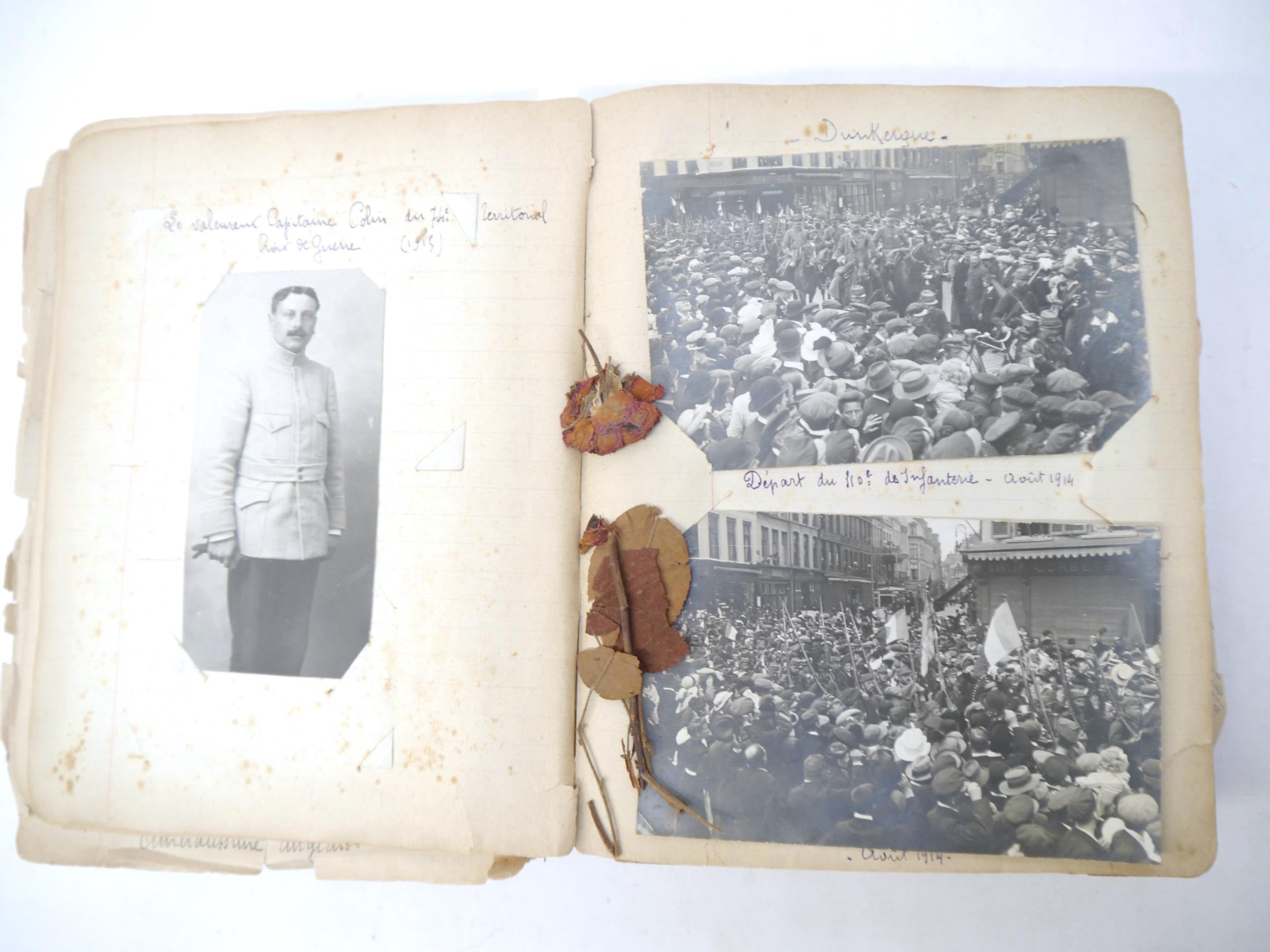 A World War 1 souvenir album containing photographs, postcards, manuscript pen & ink sketches and - Image 5 of 73
