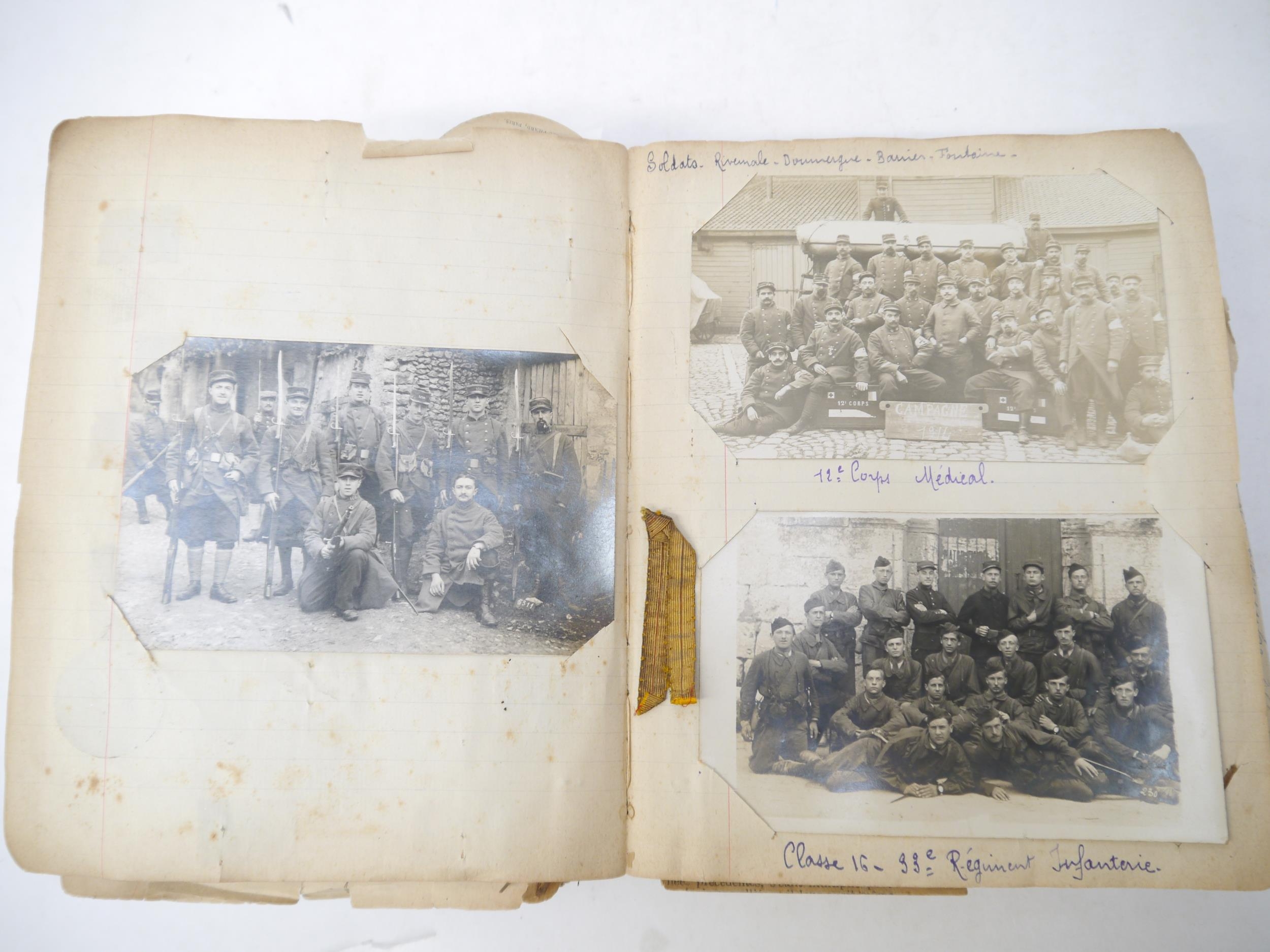 A World War 1 souvenir album containing photographs, postcards, manuscript pen & ink sketches and - Image 36 of 73