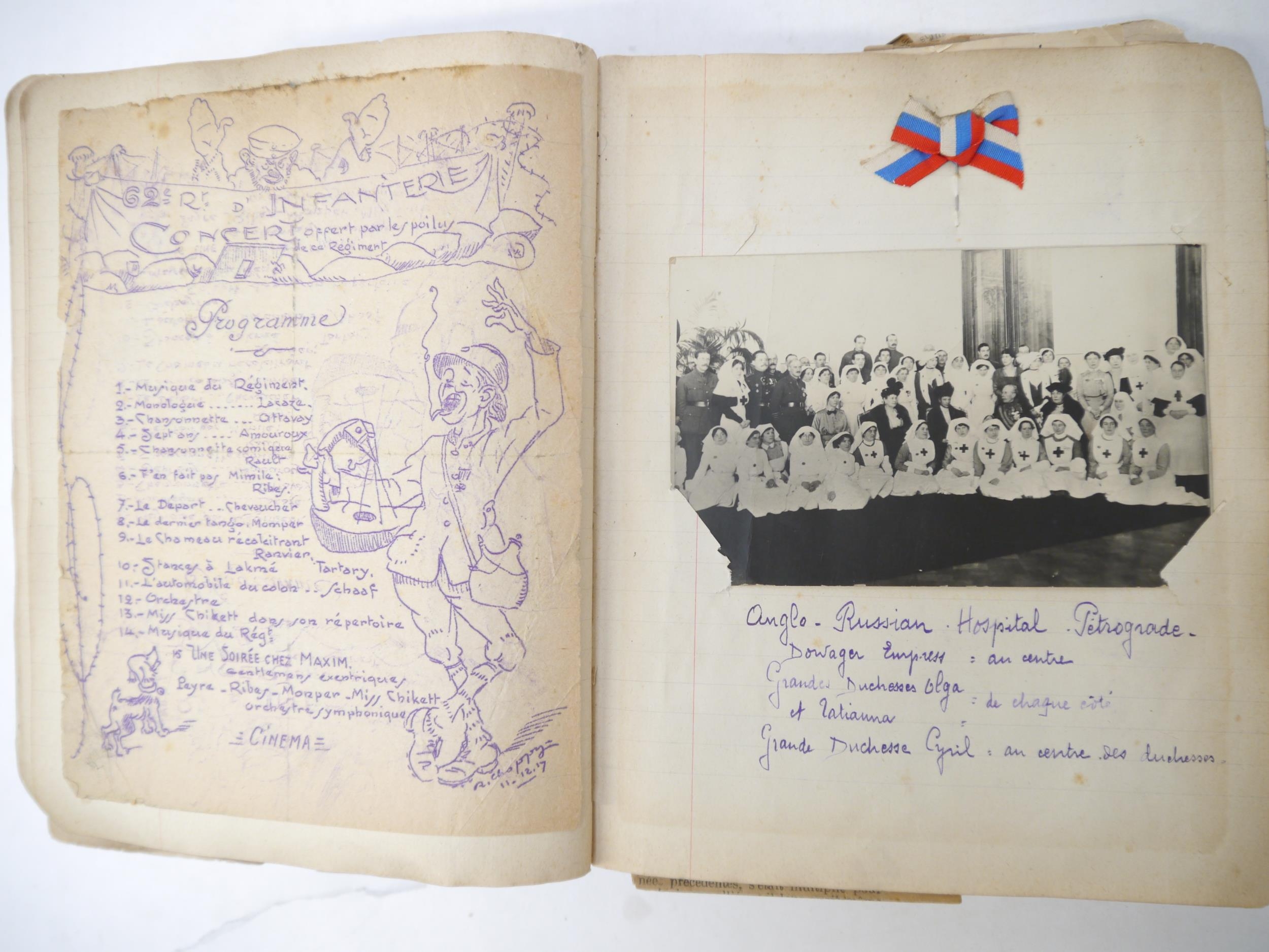 A World War 1 souvenir album containing photographs, postcards, manuscript pen & ink sketches and - Image 56 of 73