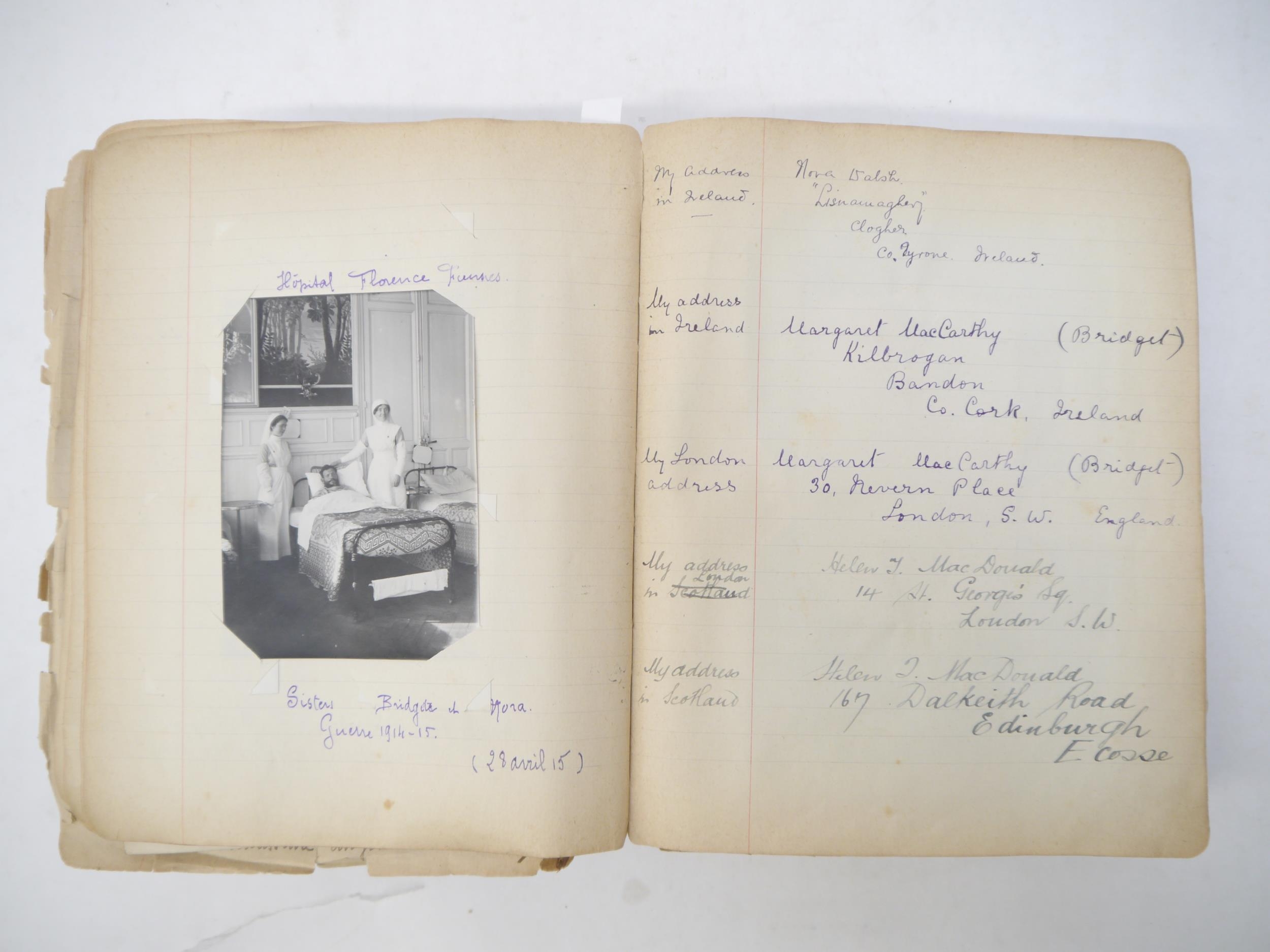 A World War 1 souvenir album containing photographs, postcards, manuscript pen & ink sketches and - Image 14 of 73