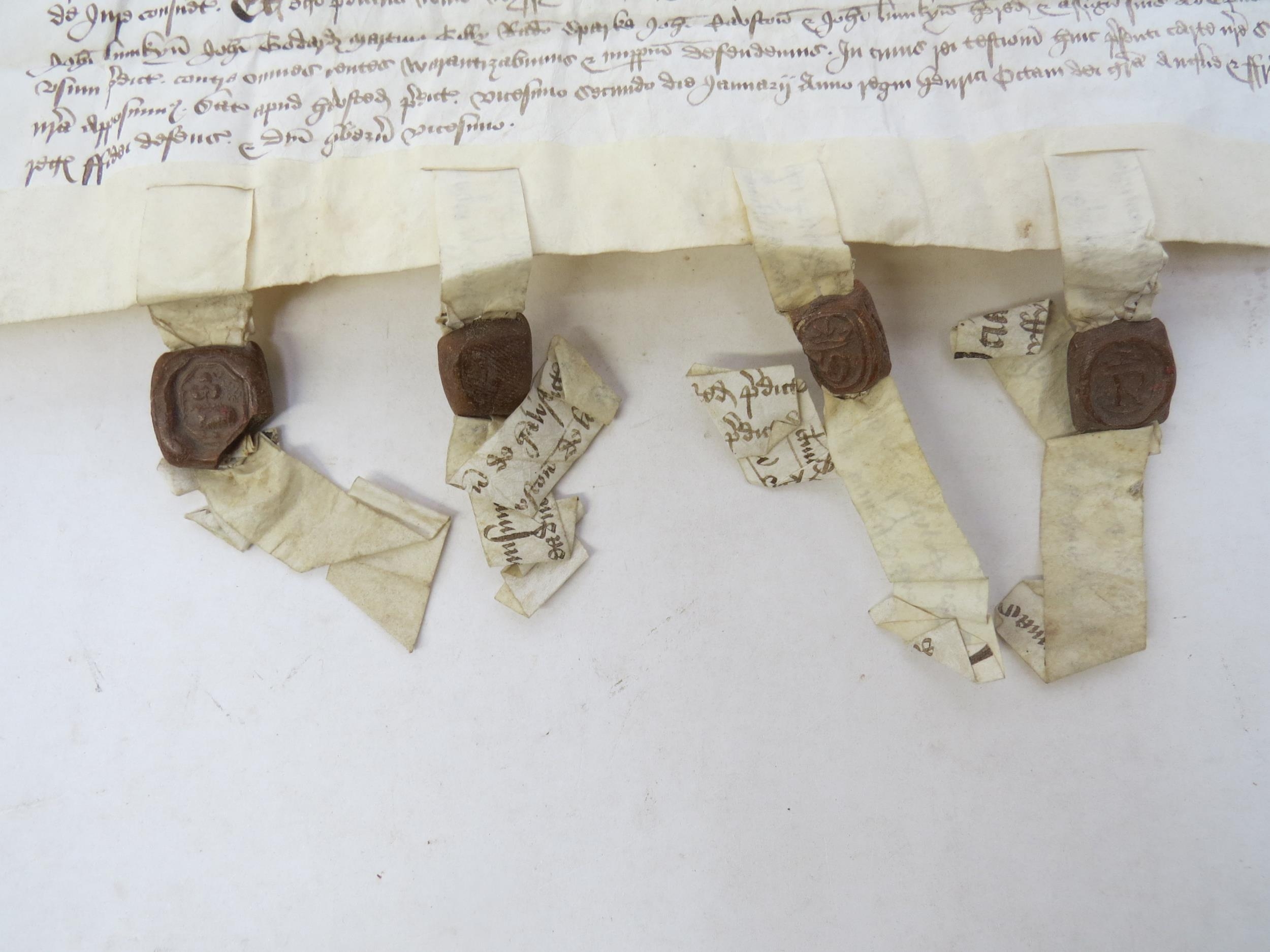 Grant by feoffees in fulfilment of a will; 22 Jan 1529 William Cowper of Bradfield St George ( - Image 8 of 13