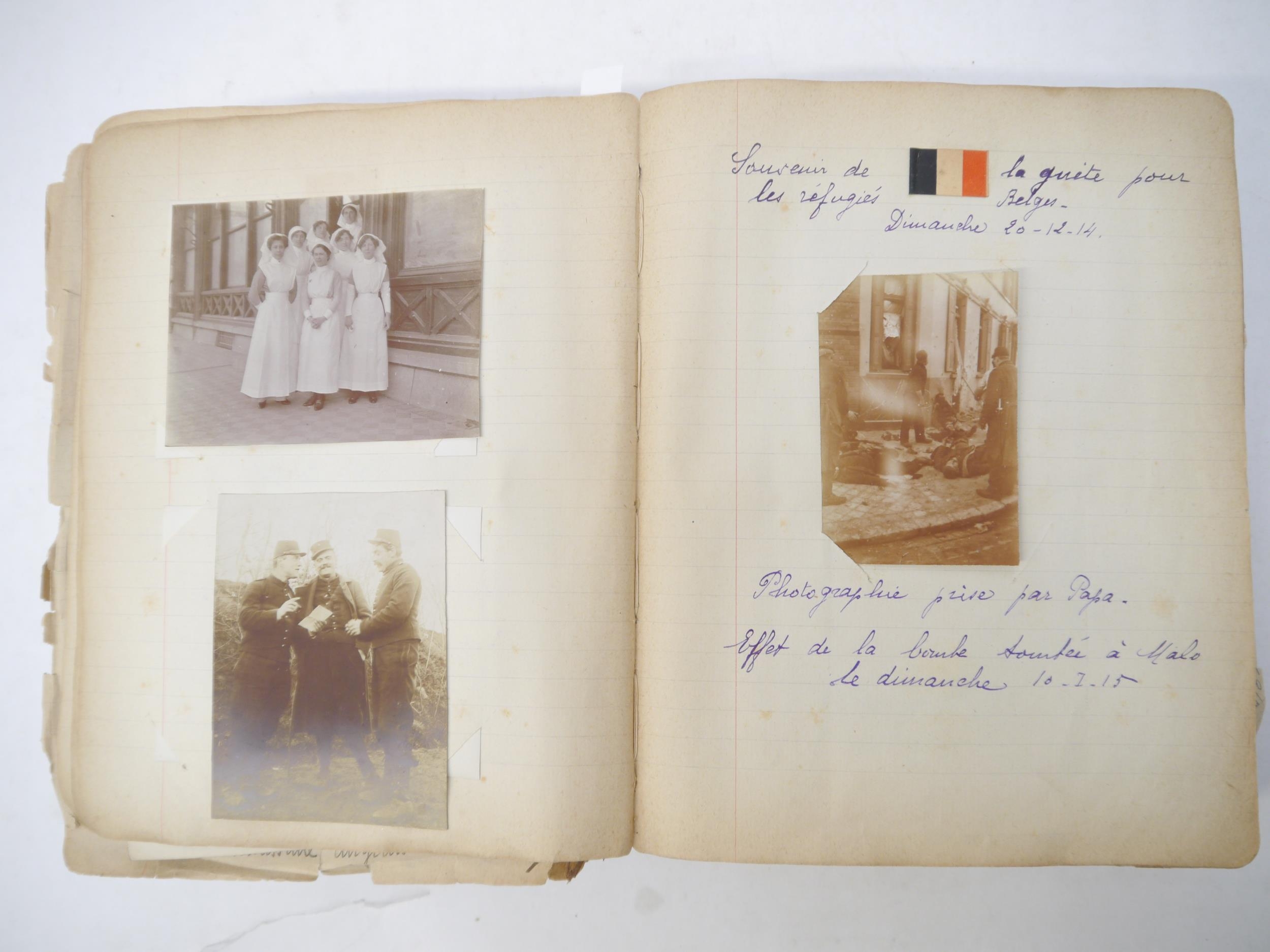 A World War 1 souvenir album containing photographs, postcards, manuscript pen & ink sketches and - Image 8 of 73