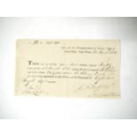 An 1825 document registering the birth of a slave, Cape Town, 1825, as the property of ''Egbertus