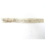 Fragment of a writ of Edward VI to the sheriff of Suffolk concerning securities of the peace found