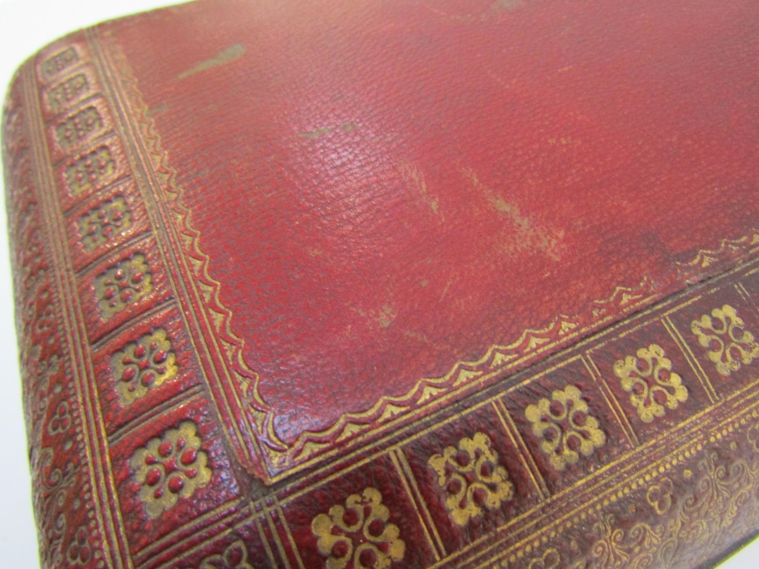 A 19th Century red leather casket with gilt tooled decoration to the exterior. With key. 27cm x 17cm - Image 11 of 22