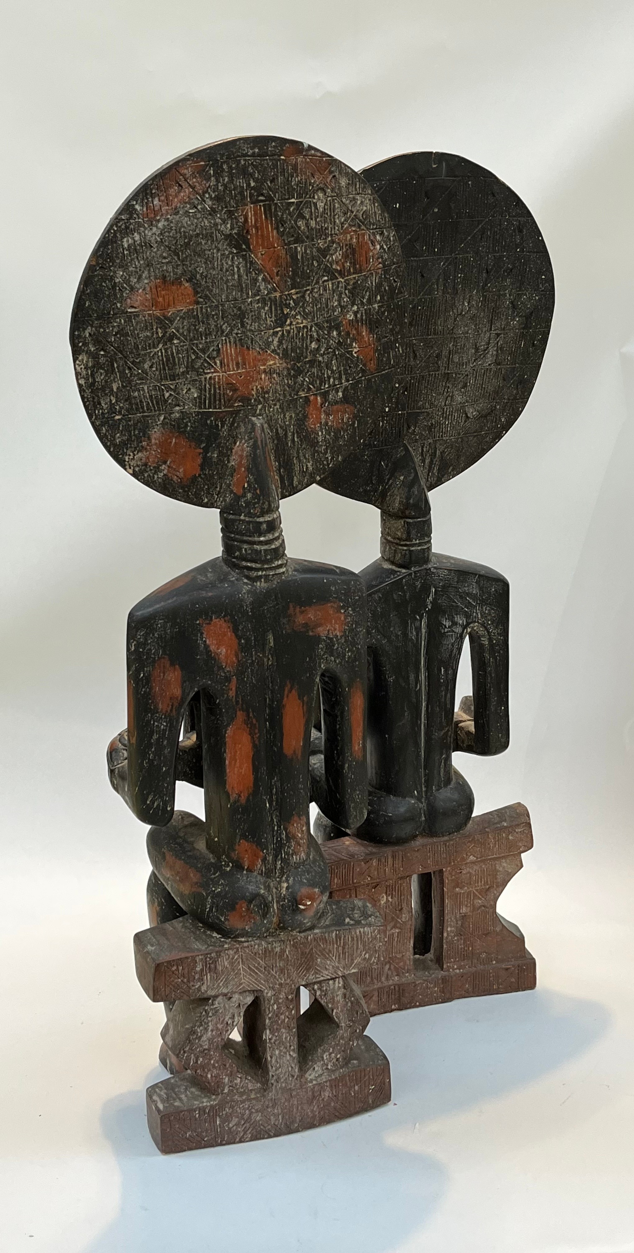 A pair of Northern Ghanaian carved wood fertility figures, standing 90cm and 92cm tall - Image 2 of 2