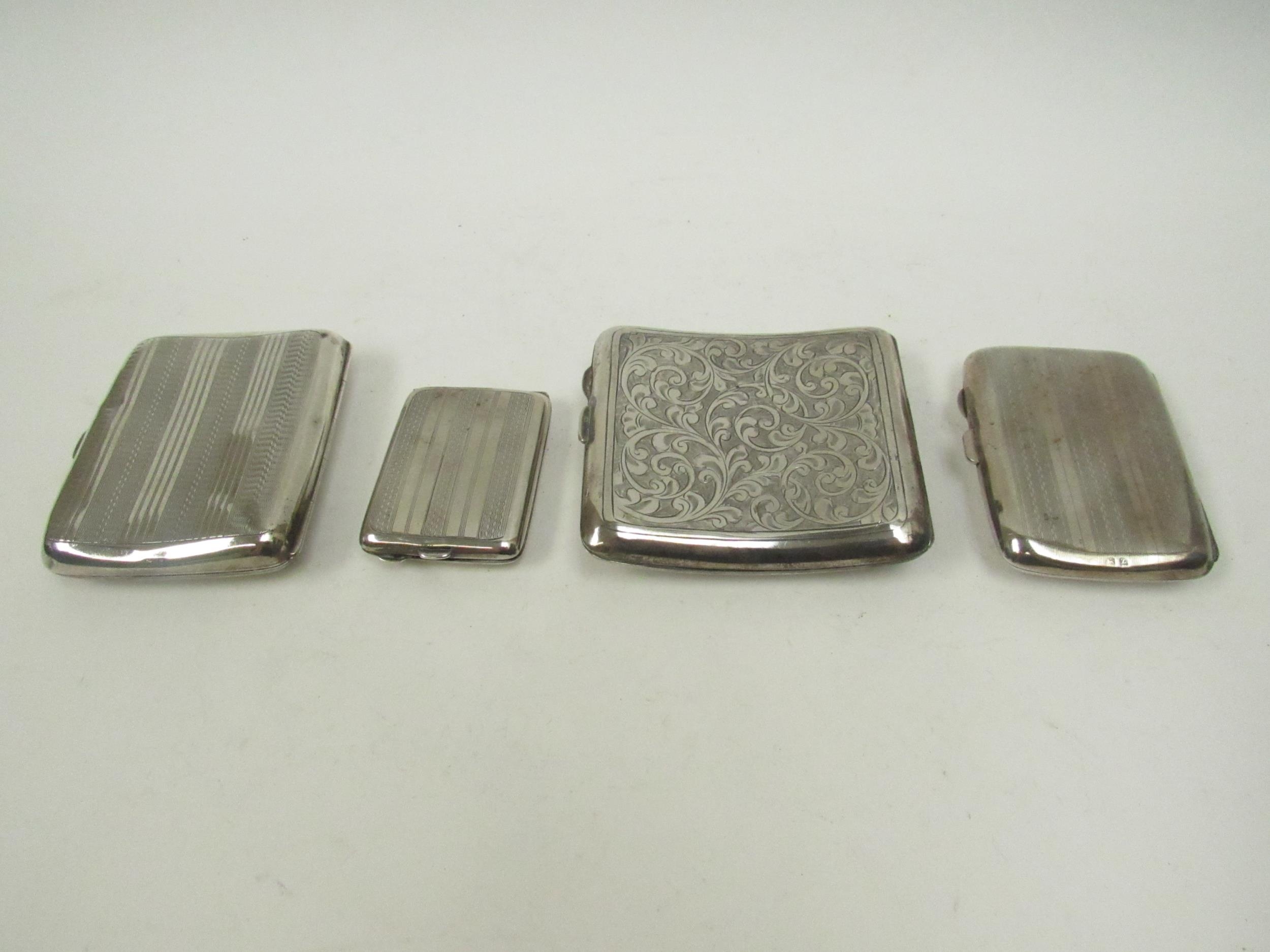 Three Birmingham silver cigarette cases and a Birmingham silver Vesta case. Including John Henry - Image 2 of 3