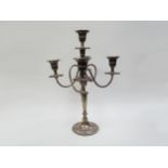 A Walker & Hall Sheffield silver candelabra holding five candles, 1904, 51.5cm tall