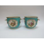 A pair of late 19th / early 20th Meissen porcelain jardinières, central hand painted design of