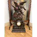 A late 19th Century oversized Black Forest clock with French pendulum movement. 36" high x 18 1/2"