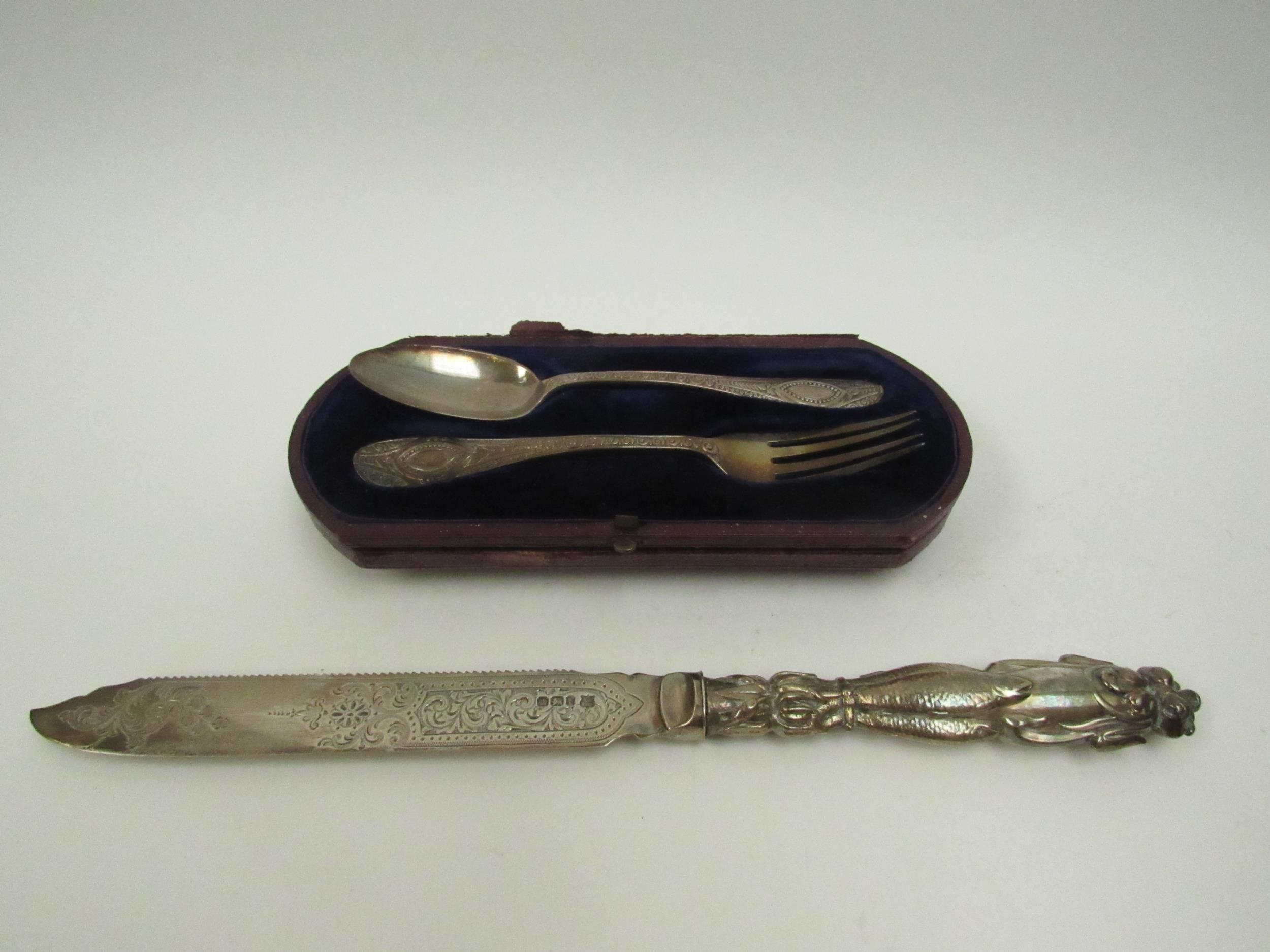 A Victorian Josiah Williams & Co. spoon set, Exeter 1876, case a/f and fish serving knife by
