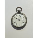 A Continental pocket watch with black Roman numerals to the white enamelled face. Case stamped 800