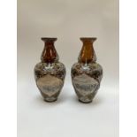 A pair of Doulton Lambeth vases by Hannah Barlow, incised with sgraffito of sheep, pigs and goats,