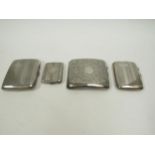 Three Birmingham silver cigarette cases and a Birmingham silver Vesta case. Including John Henry