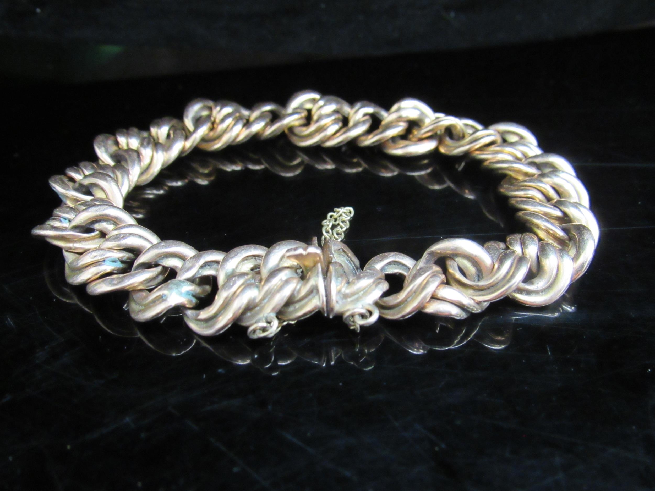 A gold fancy link bracelet stamped 15, 25g - Image 2 of 2