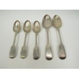 Two Samuel Hayne & Dudley Cater silver serving spoons, London 1852 with monogrammed handles and