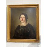 A 19th Century oil on canvas portrait of a young woman, "Ann Clapham, Aged 29" wearing a black
