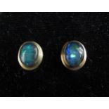 A pair of opal stud earrings, 3g