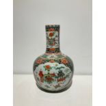 A 19th Century Chinese famille Verte large bottle vase, 40cm tall