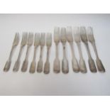 Six Chawner & Co. large silver forks and six small forks, London 1864, all with monogrammed handles,