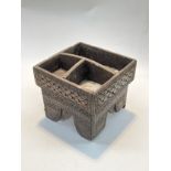 A Northern Thailand carved wood sectional box / tray for betel nut use