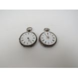Two silver fob watches with ornately engraved cases, Chester 1882 and Birmingham 1885