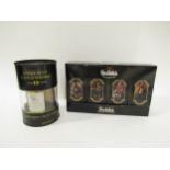 Glenfiddich Clans of the Highland Whisky miniatures, 4 x 5cl in tins, boxed and 12 year old