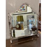 A silver plated dressing chest bevel edge tilting mirror the raised finials over square and