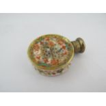 A 19th Century Royal Crown Derby style miniature scent moon flask, with silver gilt top, 4.3cm