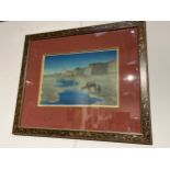 A Charles W. Barlett original engraving of "The TARTAR Wall, Peking", signed, 27cm x 39cm, framed