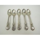 A set of five Samuel Hayne & Dudley Cater Victorian pattern silver teaspoons, London 1839,