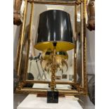 A highly decorative palm tree lamp, metal body to square marble base