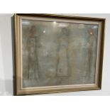 JOCELYN RICKARDS (1924-2005): A mixed media of standing females, framed and glazed, 50cm x 59cm