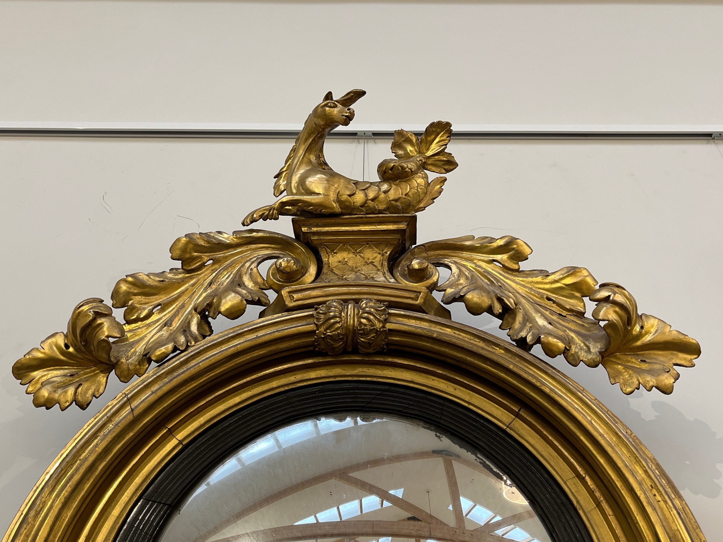 A late 18th/early 19th Century highly ornate gilt circular cover wall mirror with seahorse and - Image 2 of 2