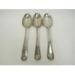 Three George III Hanoverian Silver Serving Spoons all London, two dating to 1762, 155g