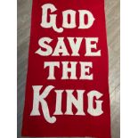 An early-mid 20th Century 'God Save the King' red and white flag