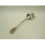 A Chawner & Co (George William Adams) silver soup ladle, shell relief to terminal and bowl, London