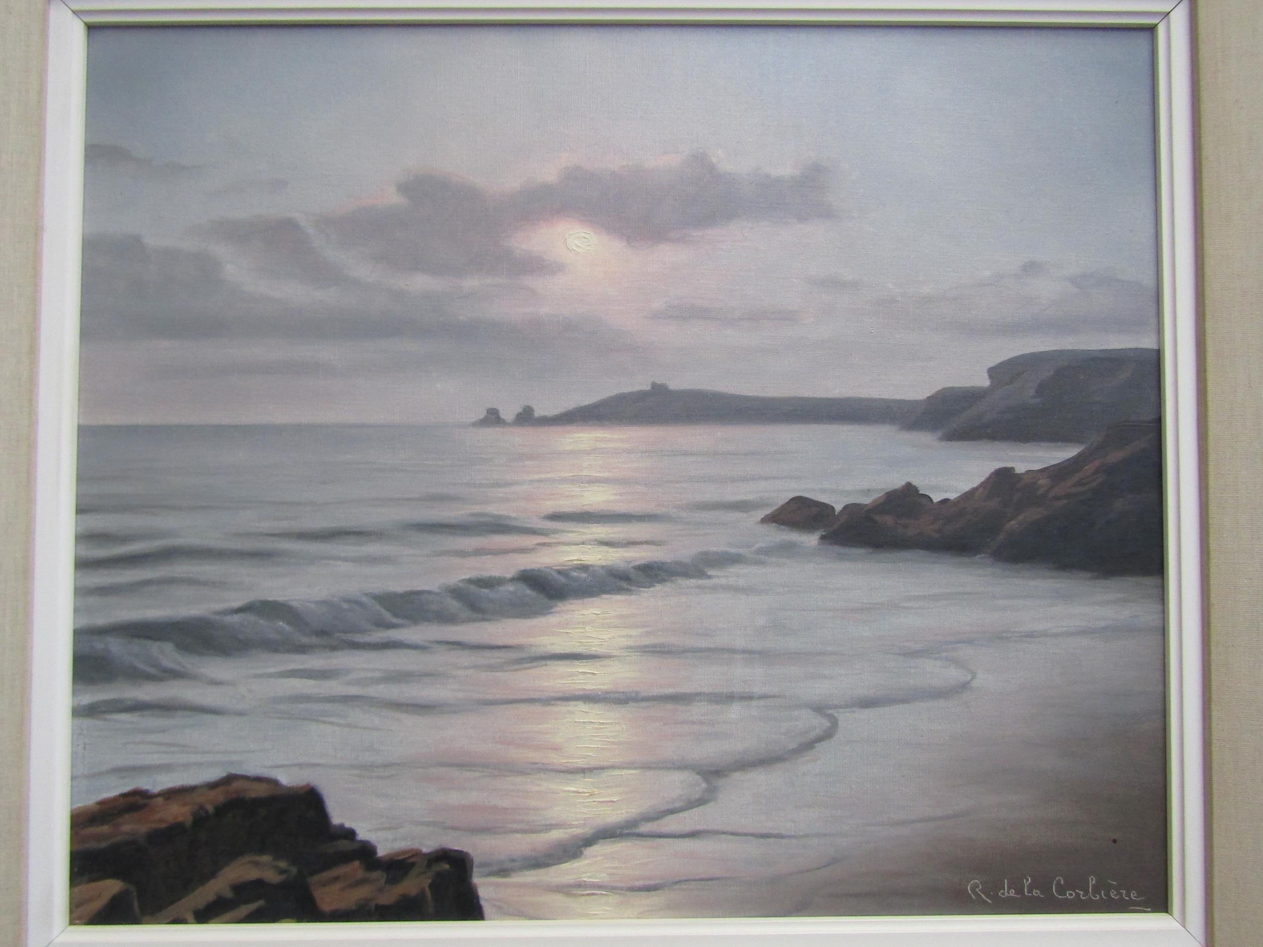 ROGER DE LA CORBIERE: 'Peaceful Evening' oil on canvas, 44cm x 53cm - Image 2 of 13