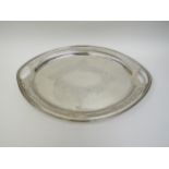 A William Mamatt & Son., silver oval twin handled tray with pierced detail to borders, engraved swag