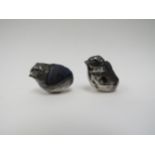 A pair of Sampson Mordan & Co Ltd., silver chick shaped pin cushions, major areas of damage