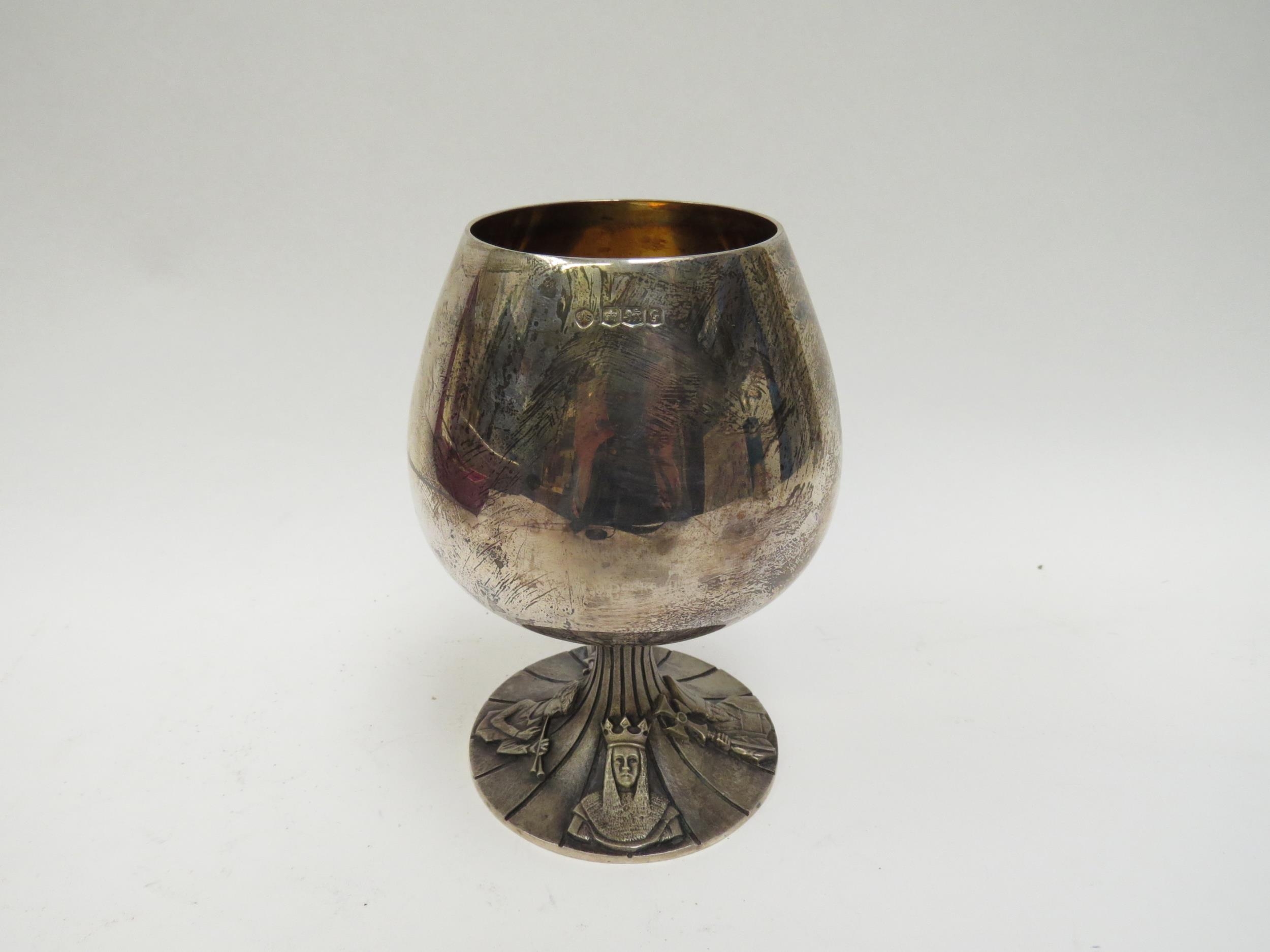 A Jack Spencer Ltd., silver goblet with plain form bowl gilded to interior, fluted stem with - Image 2 of 3