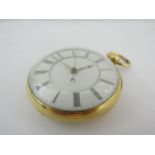 A 19th Century 18ct gold cased pocket watch, open face, Roman numerate dial, 86g