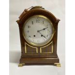 An early-mid 20th Century Mappin & Webb, Paris bracket clock, oak case with brass mounts, enamel