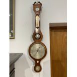 A 19th Century F.Bamasconi of Newcastle banjo barometer with thermometer and level, ivory license