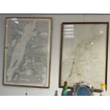 Two framed and glazed maps, one of Scheveningen to Ameland from the Netherlands Government charts