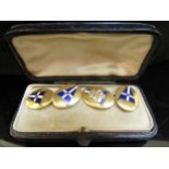 A pair of enamelled gentleman’s cufflinks with Royal Thames Yacht Club emblem, one a/f, 15ct, 10.9g