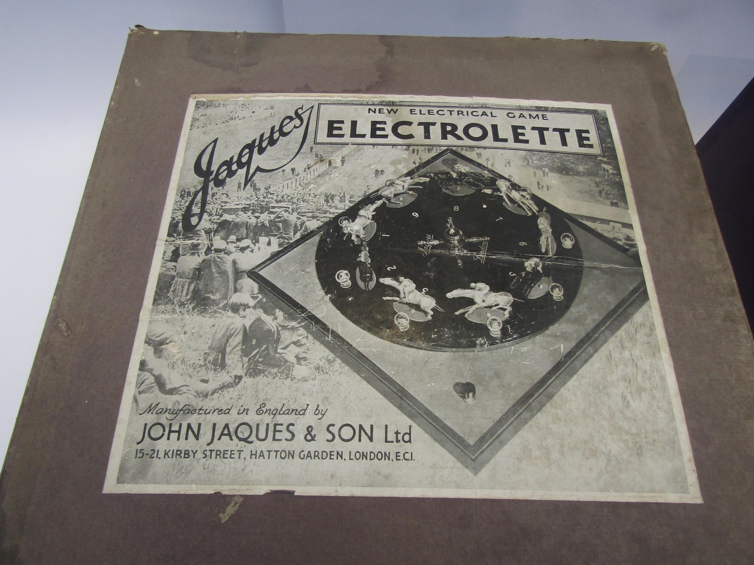 An early 20th Century Jacques Electrolette horse racing game in original box - Image 3 of 4