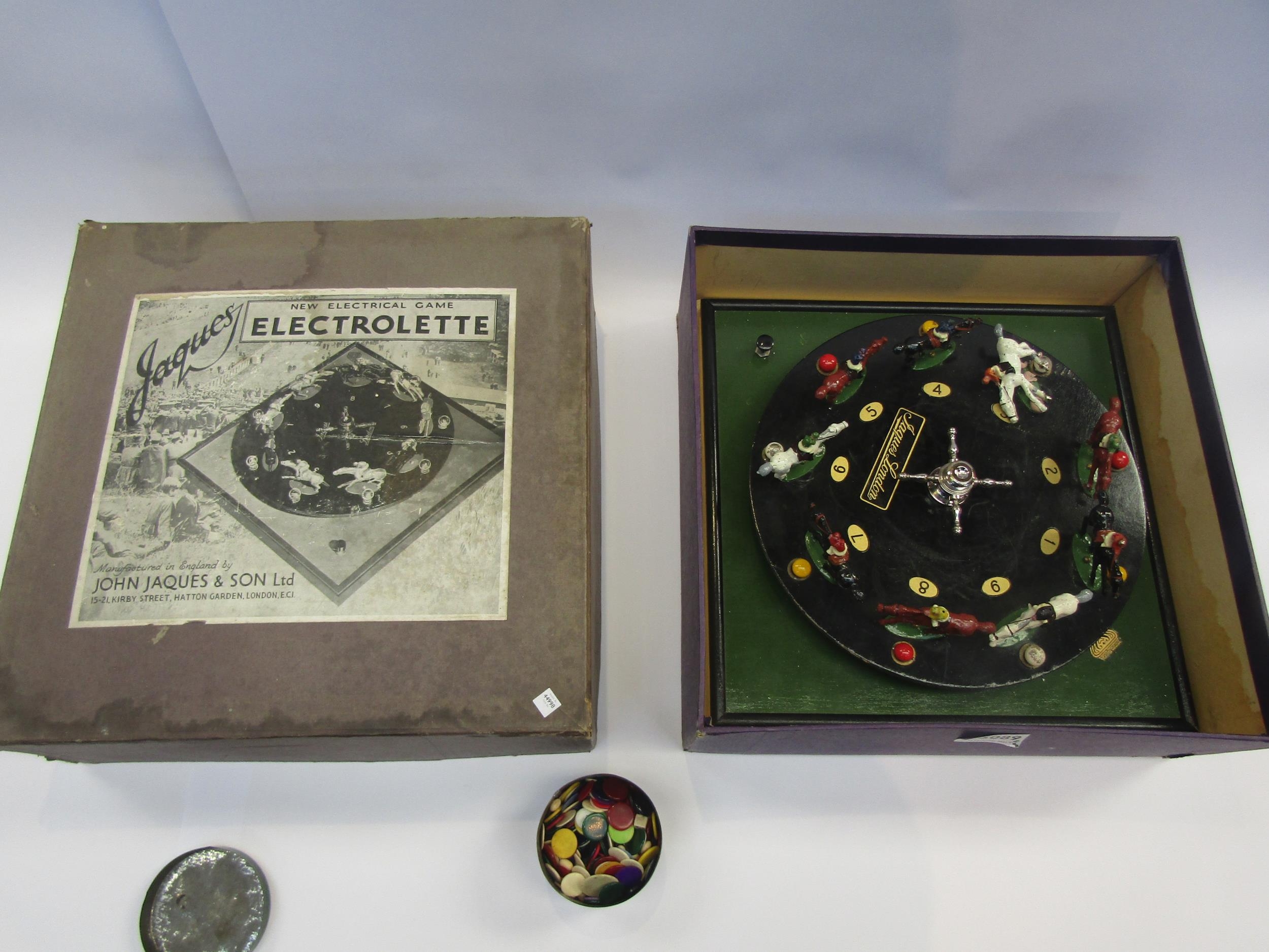 An early 20th Century Jacques Electrolette horse racing game in original box